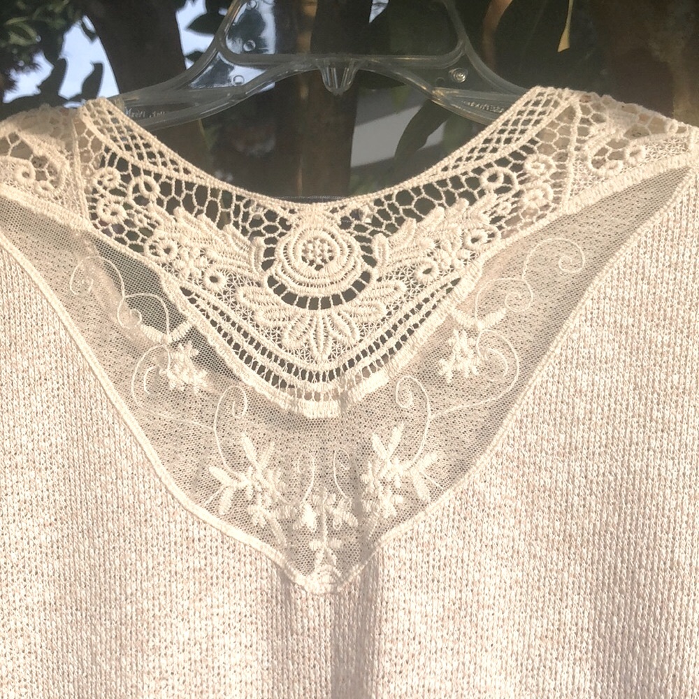 American Eagle cotton sweater with lace accent, Sm - Picture 3 of 7